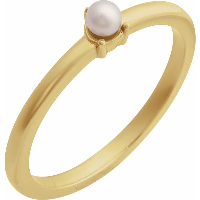 6716 / Ring / Set / 14K Yellow / Cultured Seed Pearl / Pearl / 3 Mm / Polished / Cultured Pearl Solitaire Stackable Ring