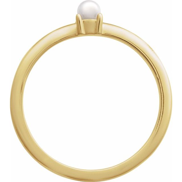 6716 / Ring / Set / 14K Yellow / Cultured Seed Pearl / Pearl / 3 Mm / Polished / Cultured Pearl Solitaire Stackable Ring