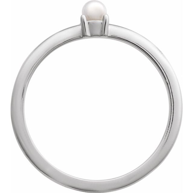 6716 / Ring / Set / 14K White / Cultured Seed Pearl / Pearl / 3 Mm / Polished / Cultured Pearl Solitaire Stackable Ring