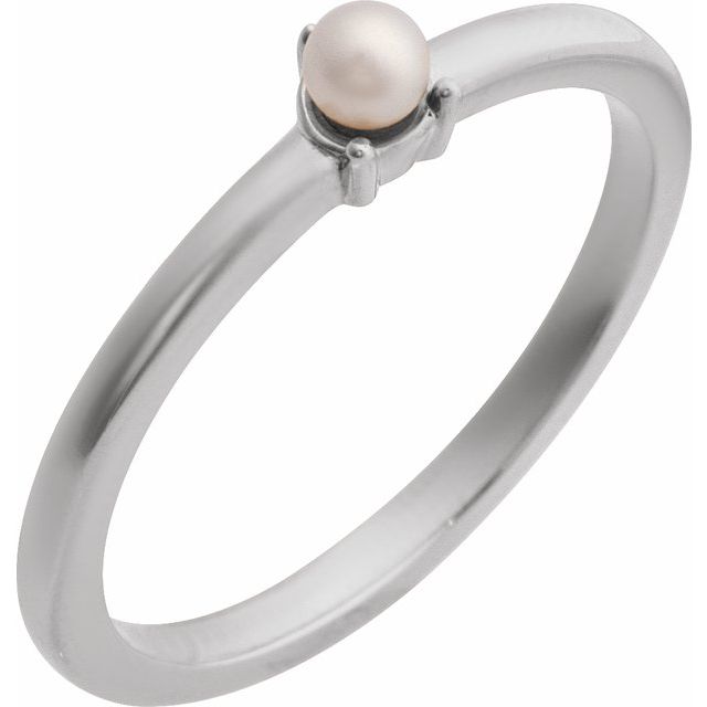 Cultured Seed Pearl Solitaire Stacking Ring