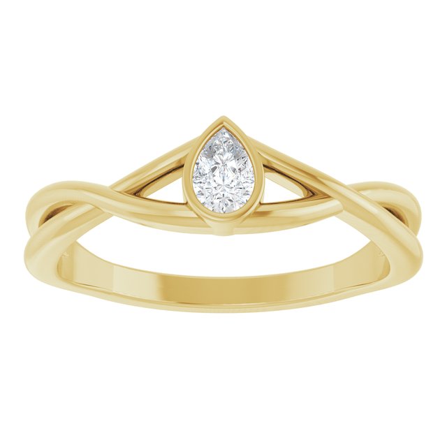126982 / Ring / Set / 14K Yellow / Lab-Grown Diamond / Pear / 4.5 X 3 Mm / Polished / 1/6 Ct Lab-Grown Diamond Solitaire Ring