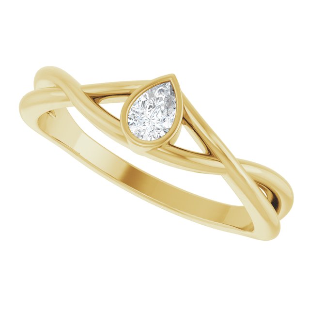 126982 / Ring / Set / 14K Yellow / Lab-Grown Diamond / Pear / 4.5 X 3 Mm / Polished / 1/6 Ct Lab-Grown Diamond Solitaire Ring