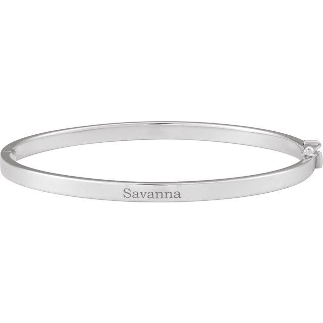 Flat Tube Hinged Bangle Bracelet (Engravable) — Sterling Silver