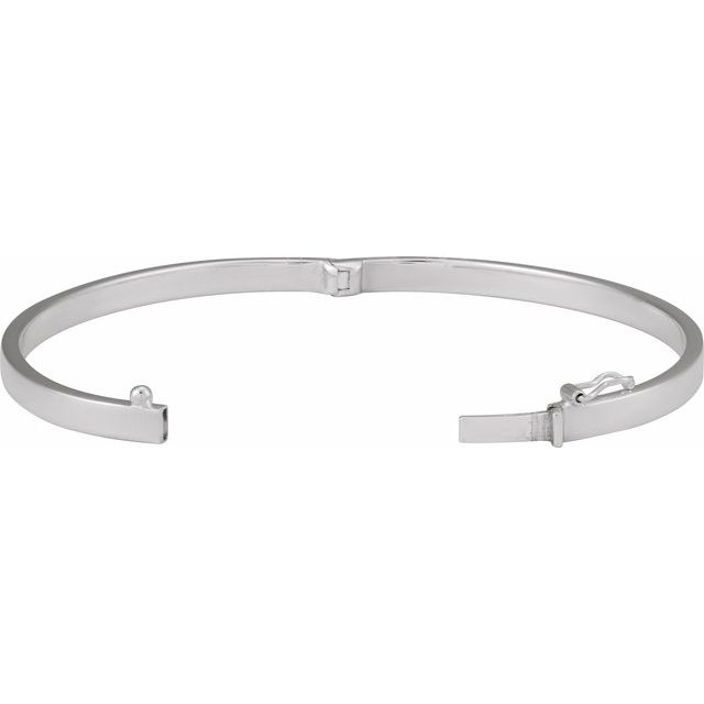 Flat Tube Hinged Bangle Bracelet (Engravable) — Sterling Silver