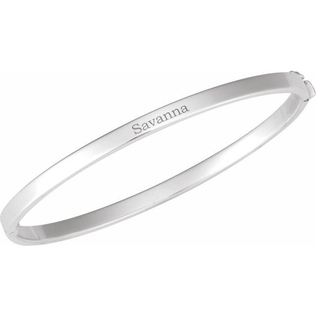 Flat Tube Hinged Bangle Bracelet (Engravable) — Sterling Silver