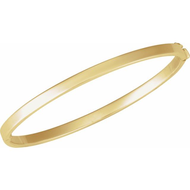 Flat Tube Hinged Bangle Bracelet (Engravable) — 14K Yellow Gold
