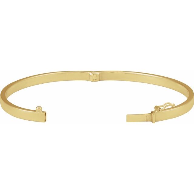Flat Tube Hinged Bangle Bracelet (Engravable) — 14K Yellow Gold