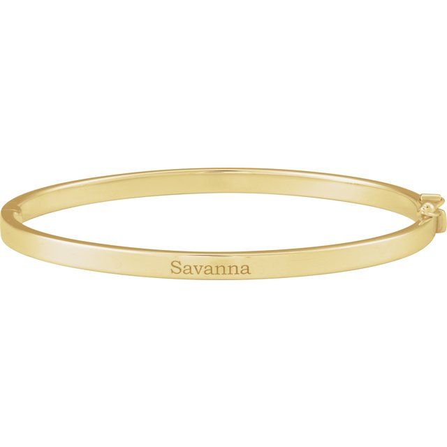 Flat Tube Hinged Bangle Bracelet (Engravable) — 14K Yellow Gold