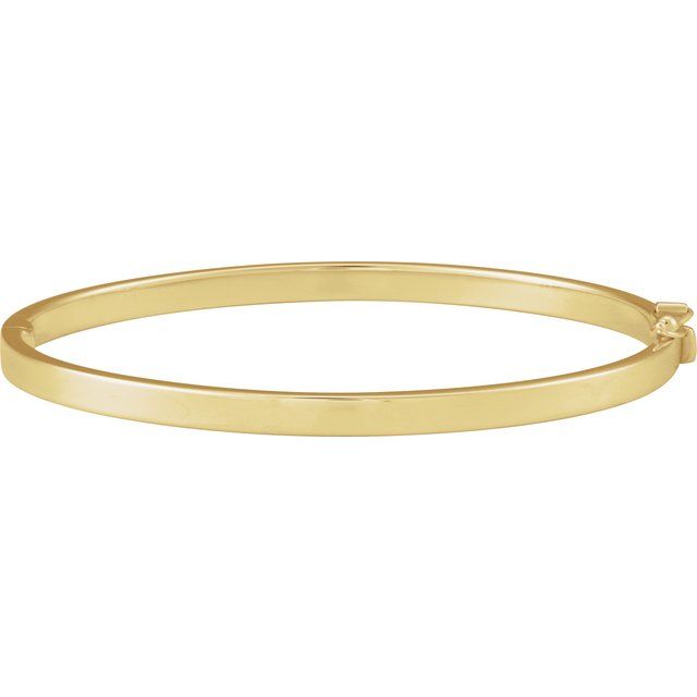 Flat Tube Hinged Bangle Bracelet (Engravable) — 14K Yellow Gold