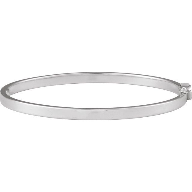 Flat Tube Hinged Bangle Bracelet (Engravable) — Sterling Silver