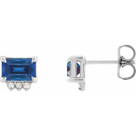 Lab-Grown Blue Sapphire | Emerald | 7 x 5mm | Lab-Grown Blue Sapphire | Emerald | 6 x 4mm | Lab-Grown Blue Sapphire | Emerald | 5 x 3mm