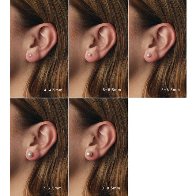 Round Freshwater Pearl Stud Earrings — 14K White Gold