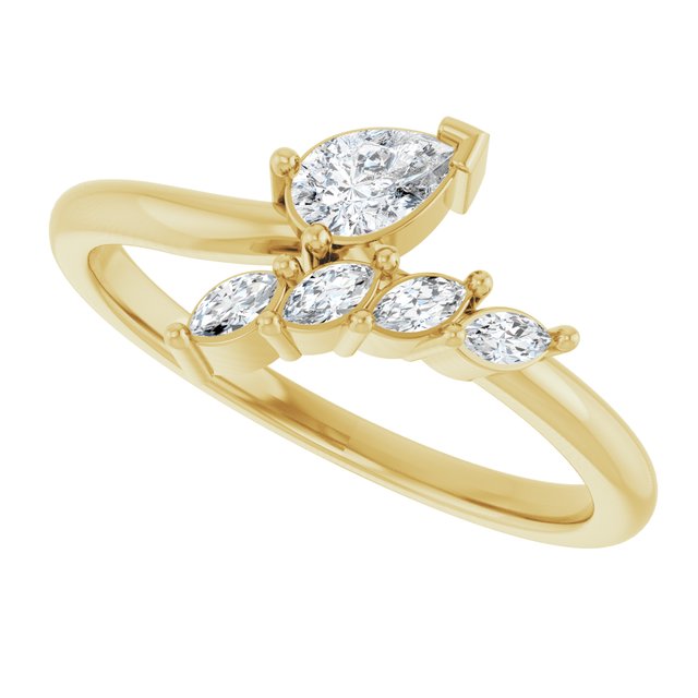 127051 / Ring / Set / 14K Yellow / Lab-Grown Diamond / Pear / 5 X 3 Mm / Lab-Grown Diamond / Polished / 1/3 Ctw Lab-Grown Diamond Bypass Ring