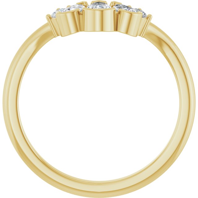 Graduated Pear & Round Diamond Curved Contour Band — 14K Yellow Gold