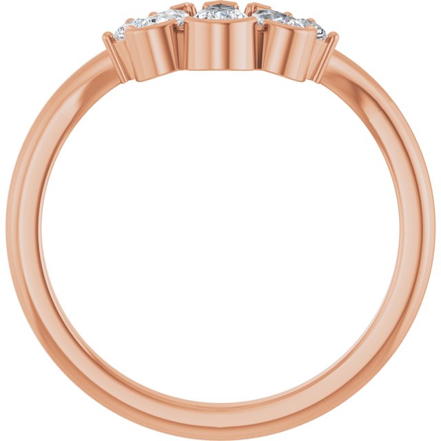 Graduated Pear & Round Diamond Curved Contour Band — 14K Rose Gold