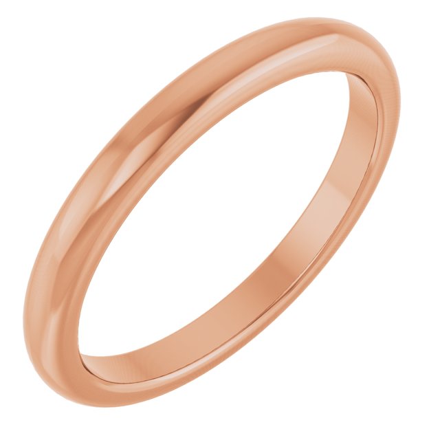 Polished Domed Matching Wedding Band in 14K Rose Gold