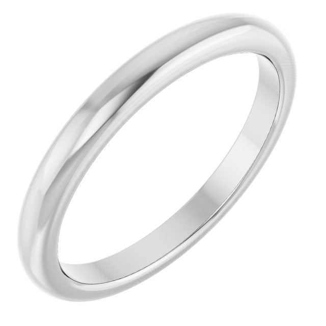 Polished Domed Matching Wedding Band in 14K White Gold