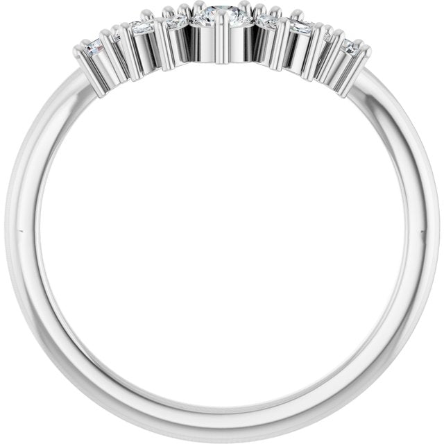 Mixed Marquise & Round Diamond Curved Contour Wedding Band — Platinum