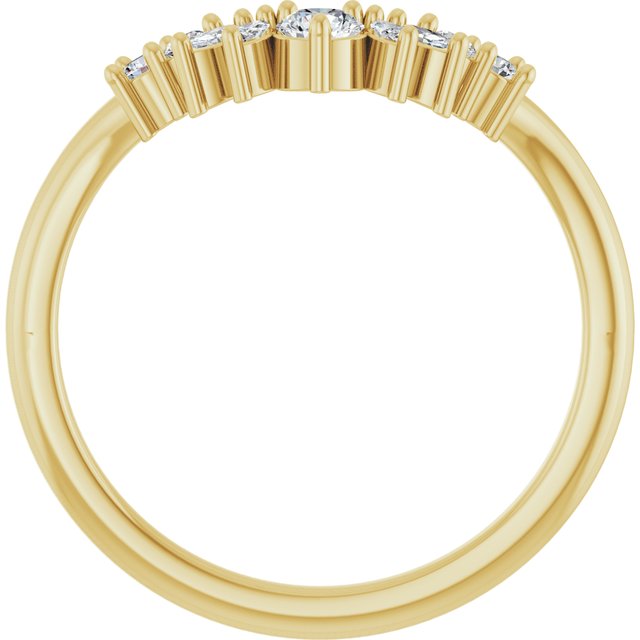 Mixed Marquise & Round Diamond Curved Contour Wedding Band — 14K Yellow Gold