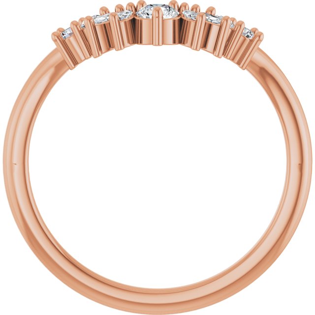 Mixed Marquise & Round Diamond Curved Contour Wedding Band — 14K Rose Gold