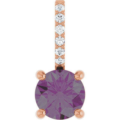 0.025 ctw Lab-Grown Alexandrite Round Accented Charm Pendant in 14K Rose Gold