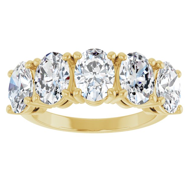 Lab-Grown Diamond High-Profile Five-Stone Shared-Prong Anniversary Band in 14K Yellow Gold