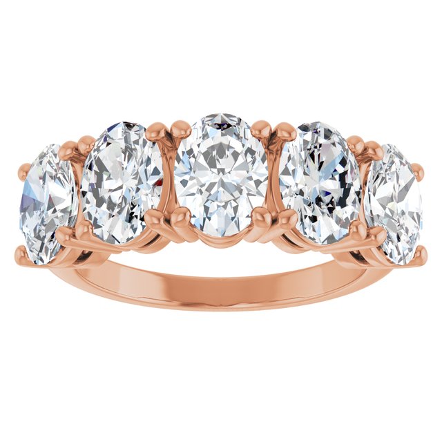 Lab-Grown Diamond High-Profile Five-Stone Shared-Prong Anniversary Band in 14K Rose Gold