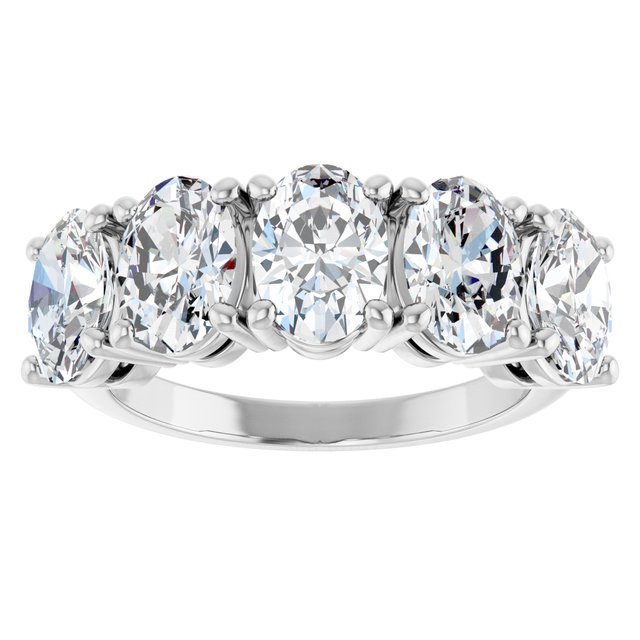 Lab-Grown Diamond High-Profile Five-Stone Shared-Prong Anniversary Band in 14K White Gold