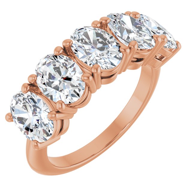 Lab-Grown Diamond High-Profile Five-Stone Shared-Prong Anniversary Band in 14K Rose Gold