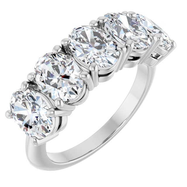 Lab-Grown Diamond High-Profile Five-Stone Shared-Prong Anniversary Band in 14K White Gold