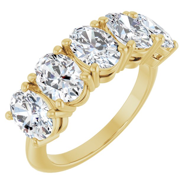 Lab-Grown Diamond High-Profile Five-Stone Shared-Prong Anniversary Band in 14K Yellow Gold