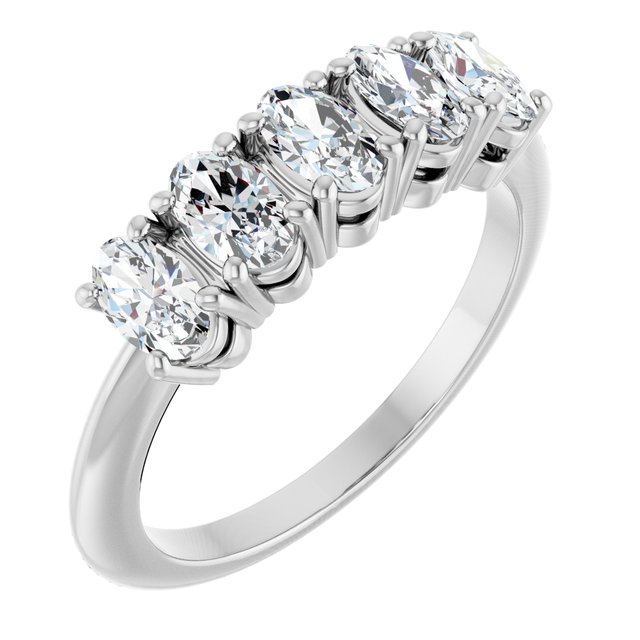 High-Profile Five-Stone Shared-Prong Anniversary Band — 14K White Gold