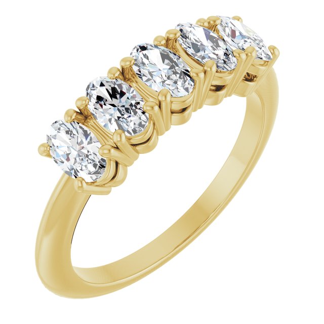 High-Profile Five-Stone Shared-Prong Anniversary Band — 14K Yellow Gold
