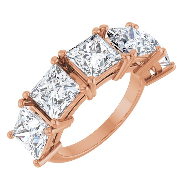 Lab-Grown Diamond High-Profile Five-Stone Shared-Prong Anniversary Band in 14K Rose Gold
