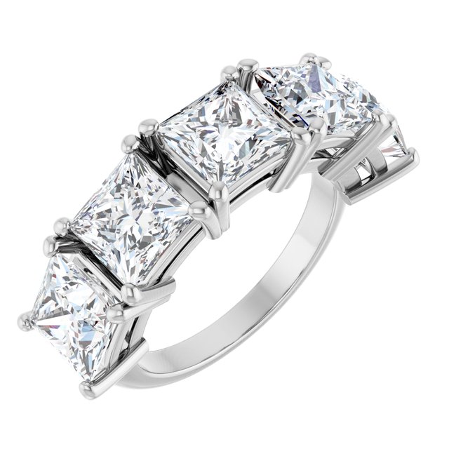 Lab-Grown Diamond High-Profile Five-Stone Shared-Prong Anniversary Band in Platinum