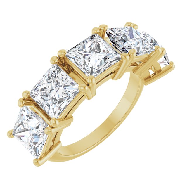 Lab-Grown Diamond High-Profile Five-Stone Shared-Prong Anniversary Band in 14K Yellow Gold