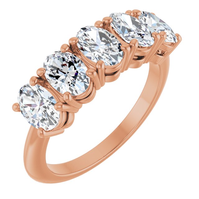 High-Profile Five-Stone Shared-Prong Anniversary Band — 14K Rose Gold