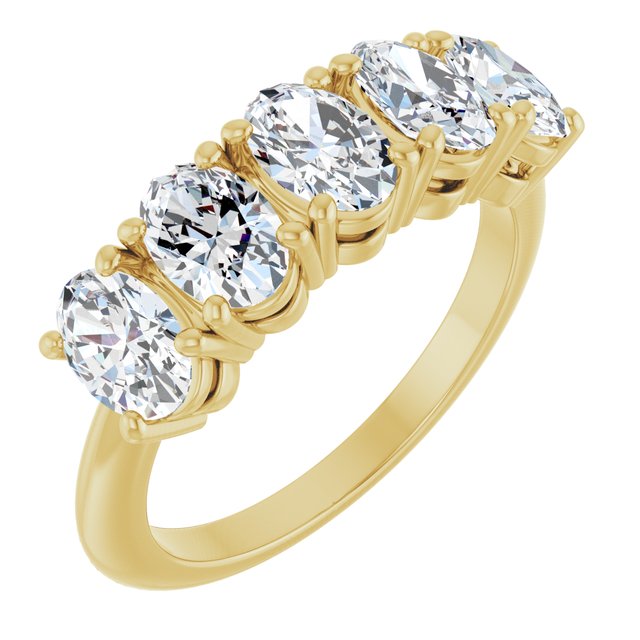 High-Profile Five-Stone Shared-Prong Anniversary Band — 14K Yellow Gold