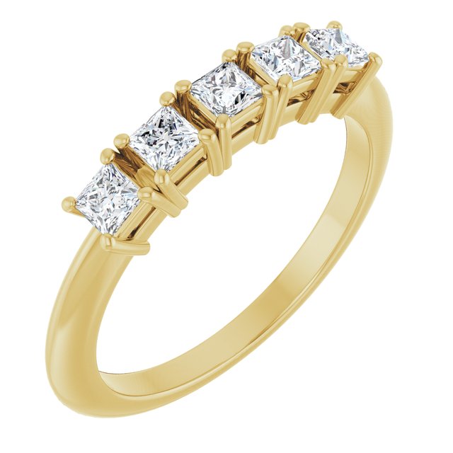 High-Profile Five-Stone Shared-Prong Anniversary Band — 14K Yellow Gold