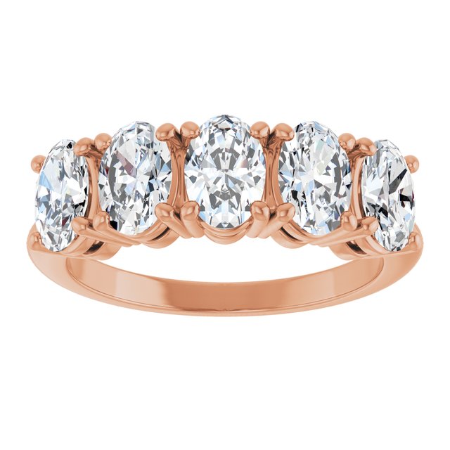 High-Profile Five-Stone Shared-Prong Anniversary Band — 14K Rose Gold