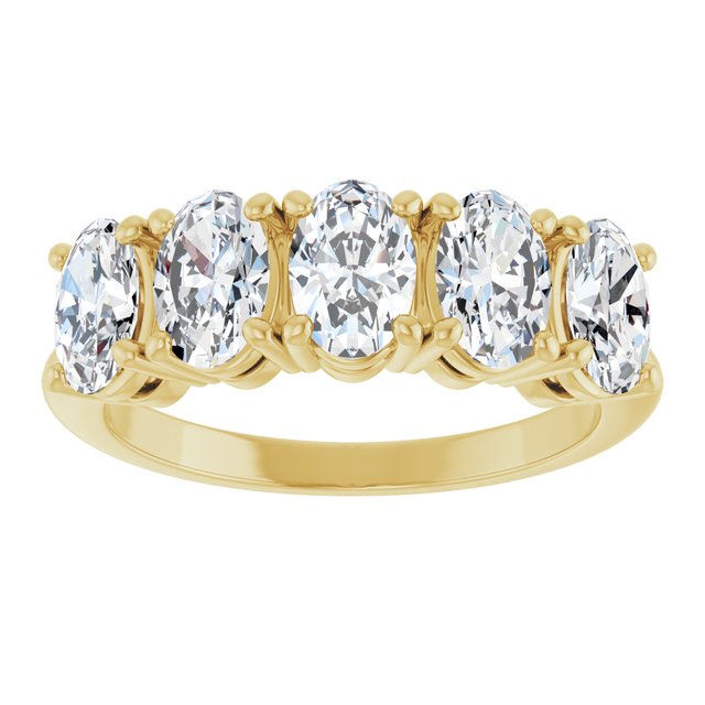 High-Profile Five-Stone Shared-Prong Anniversary Band — 14K Yellow Gold