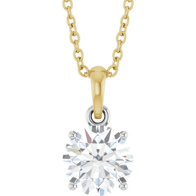 Accented Necklace or Pendant — 14K White/Yellow Gold