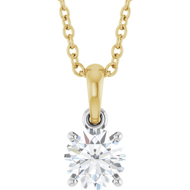 Accented Necklace or Pendant — 14K White/Yellow Gold