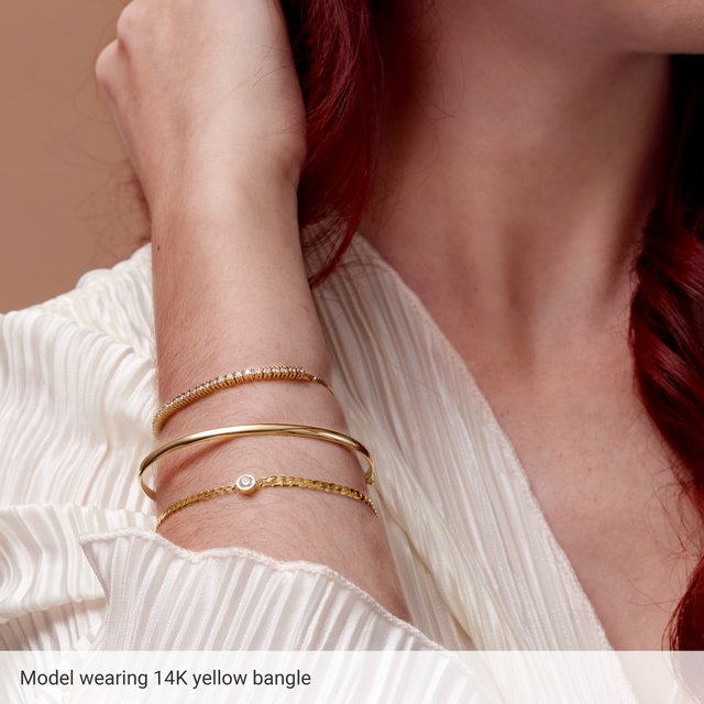 Slim Hinged Bangle Bracelet — 14K Yellow Gold