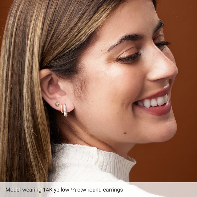 Domed Disc Bezel-Set Round Diamond Stud Earrings — Platinum