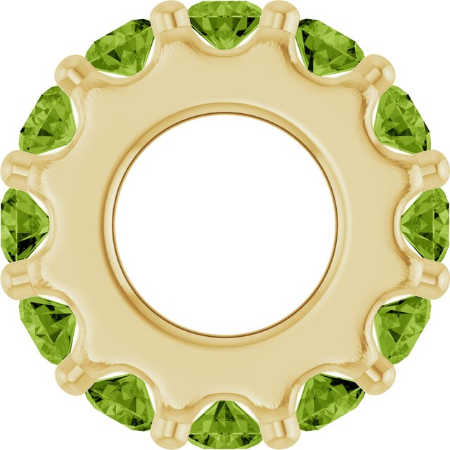Natural Peridot Round Birthstone Spacer Charm Pendant in 14K Yellow Gold