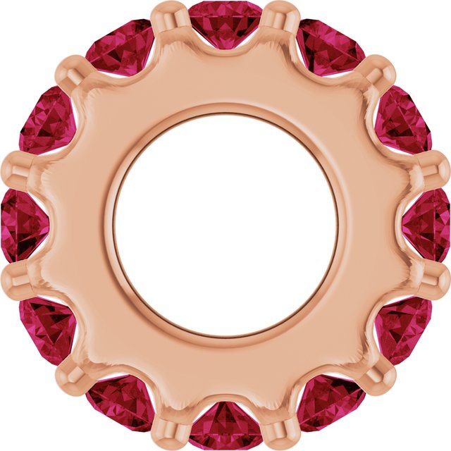 Natural Ruby Round Birthstone Spacer Charm Pendant in 14K Rose Gold