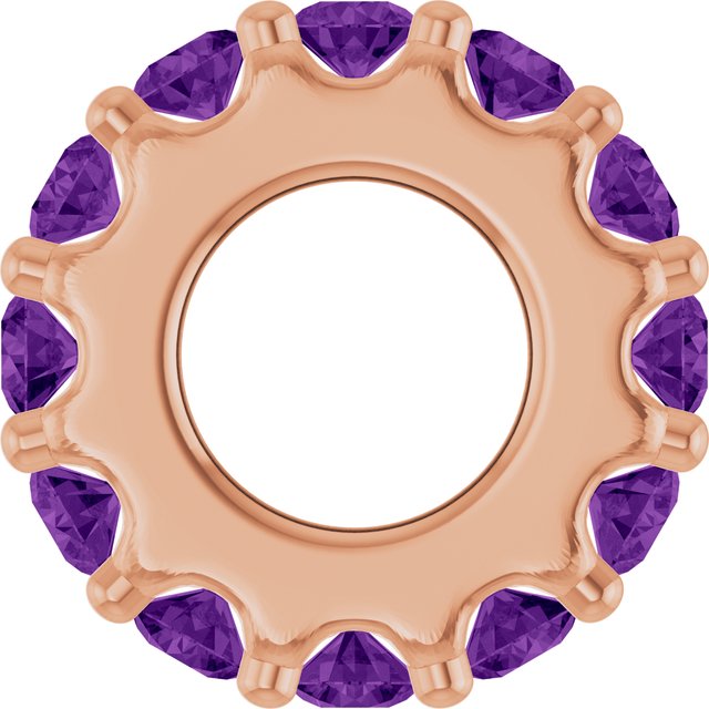 Natural Amethyst Round Birthstone Spacer Charm Pendant in 14K Rose Gold