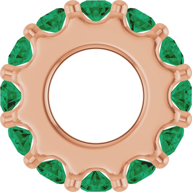 Lab-Grown Emerald Round Birthstone Spacer Charm Pendant in 14K Rose Gold
