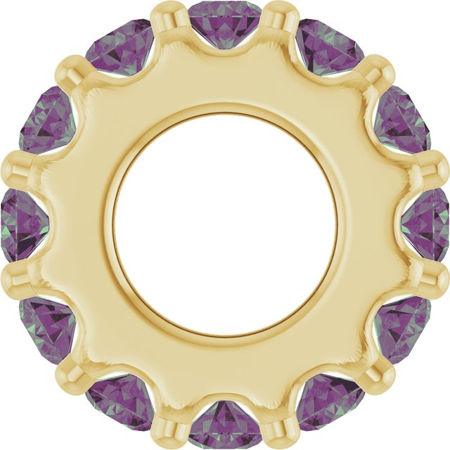 Natural Alexandrite Round Birthstone Spacer Charm Pendant in 14K Yellow Gold